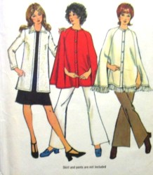 9869 COLLARLESS BUTTON CAPE, LINED CARDIGAN 72 PATTERN 12